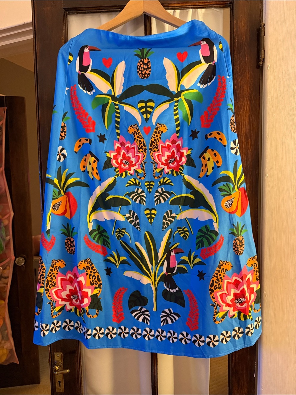 Vibrant Blue Tropical Print Women's Skirt
